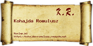 Kohajda Romulusz névjegykártya